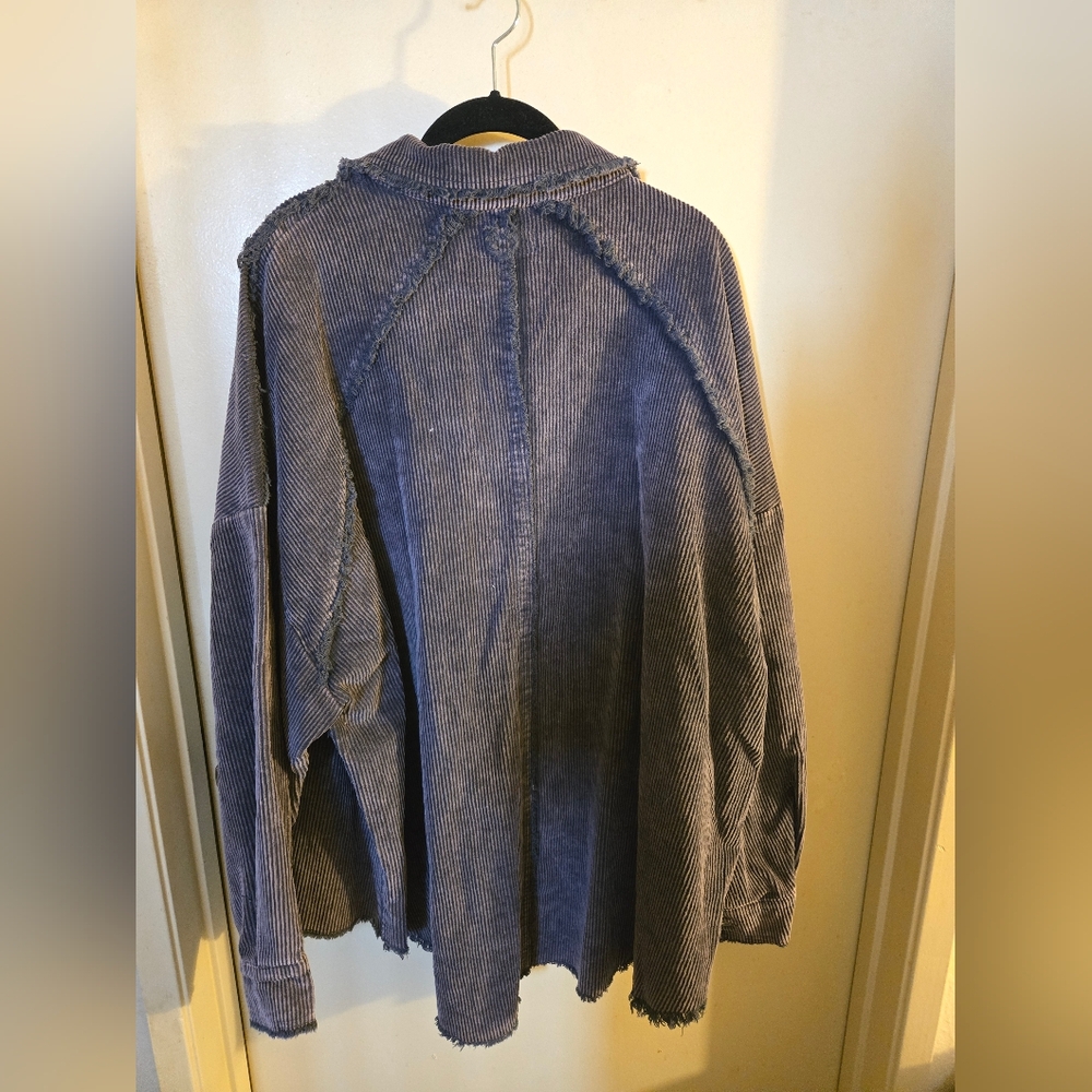 Umgee Stone Wash Blackish Purple Corduroy Jacket - Picture 7 of 7